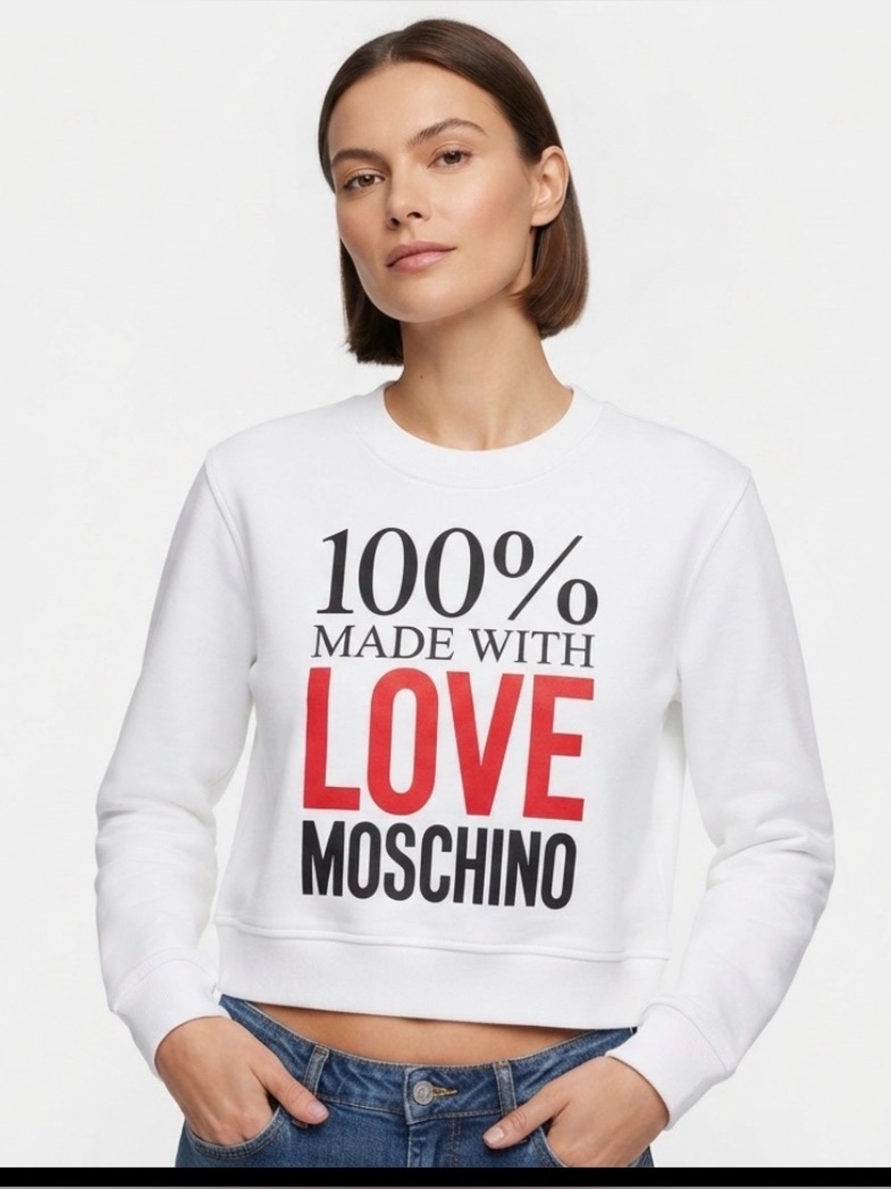 Love Moschino Love Graphic White Sweatshirt with Black & Red Accents - 4
